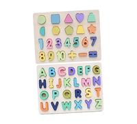 KONTONTY 2 Sets Childrens Early Educational Building Blocks Colorful Number Letter Puzzle for Aged Develop Skills Coordination Fun Learning for Boys