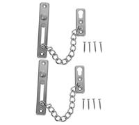 KONTONTY 2 Sets Stainless Steel Door Chain Lock for Front Door Security Anti-Theft Safety Latch with Compact Design for Home and Hotel Internal Chain Lock for Bedroom Protection