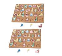 KONTONTY 2 Sets Wooden Arabic Puzzle for Early Educational Logic Board with Blocks Safe Smooth Finish Preschool Matching and Cognitive Development for Boys and Age