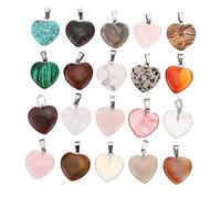 KONTONTY 20 Pcs Heart Shape Natural Stone Pendants Mixed Colors DIY Jewelry Charms for Earring Accessories Keychain Hanging Ornaments Decorative Craft Making