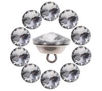 KONTONTY 20pcs Crystal Upholstery Buttons Decorative Sewing Craft Nails for Sofa Bed Headboard DIY Studs Silver White Floral Design