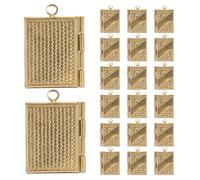 KONTONTY 20pcs Golden Copper Book Shaped Rectangle Locket Charm | Holds Tiny Photos, Vintage Classic Look, Sturdy Daily Wear, for Craft Workshops and Gift Crafters