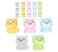 KONTONTY 20pcs Luminous Mini Cat Figurines Glow in Dark Resin Small Animal Statues for Bonsai Fairy Garden Decor Tiny Detailed Miniatures for Indoor Plant Pots and Micro Landscapes