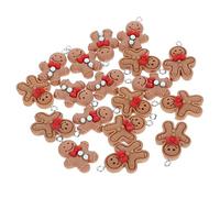 KONTONTY 20Pcs Mini Gingerbread Man Resin Charms for Jewelry Making Adorable Earring Beads for Necklaces Bracelets Keychains DIY Crafts Cute Holiday Decor