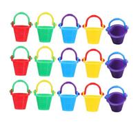 KONTONTY 20pcs Miniature Plastic Buckets Tiny Dollhouse Accessories for DIY Fairy Garden Micro Landscape Decoration with Realistic Small Bucket Figurines in Purple Blue Red Green Yellow