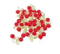 KONTONTY 20pcs Red Cherry Charms for Jewelry Making Cute Fruit Beaded Pendants for DIY Necklaces Bracelets Earrings Glossy Resin Pendants with Elegant Blossom Design Craft Supplies Gift