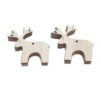KONTONTY 20pcs Wooden Reindeer Ornaments Unfinished DIY Christmas Decorations for Tree Hanging Natural Smooth Wood Texture Lightweight Craft Charms for Holiday Home Decor and Family