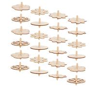 KONTONTY 24Pcs DIY Wooden Gyro Set for Unfinished Hand Painting Educational Lightweight Playthings for Hand Eye Coordination and Creative Fun