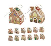 KONTONTY 24pcs House Shaped Christmas Countdown Calendar Boxes White Cardstock Festive Favor Boxes with Classic Patterns Easy to Assemble Reusable Holiday Treat and Party Snack Holders