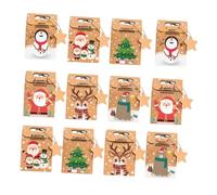 KONTONTY 24pcs Kraft Paper Christmas Treat Boxes for Party Favors Small Candy and Cookie Packaging Bags Holiday-themed Kraft Paperboard Boxes for Xmas Birthday and Festive Celebrations