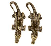 KONTONTY 2pcs Alligator Charm Keyring Bag Ornament with Golden Brass Material, Portable and Lightweight Animal Shape Pendant for DIY Jewelry and Creative Design