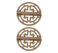 KONTONTY 2pcs Antique Brass Jewelry Box Hinges Retro Decorative Miniature Hollow Round Hollow-Out Double Happiness Pattern for Small Wooden Cabinet Chest
