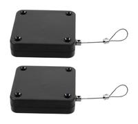 KONTONTY 2pcs Automatic Door Closer with Iron Pull Cord, Silent Self-Closing Screen Door Mechanism for Bedroom and Bathroom, Black 500g Retractable Cable, No Drilling Installation