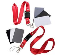 KONTONTY 2pcs Black White Grey Balance Cards for Digital Camera Photography with Acrylic Material and Lightweight Design Featuring Accurate Exposure Detection and Neck Lanyard Strap