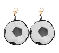 KONTONTY 2Pcs Cartoon Tinplate Ball Pattern Coin Purses Mini Wallets with Zipper Keychain for Kids Girls Small Change Organizer Compact Storage Box