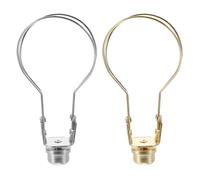 KONTONTY 2pcs Clip Lamp Shade Holder Adapter Light Bulb Clip Converter Bracket Compatible with Various Lamp Bulb Bases and Harp Holders Easy Installation Silver Bronze Finish