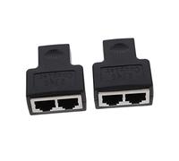 KONTONTY 2pcs Convert Single to Double Socket Ethernet Cable Splitter Adapter Splitter Coupler Ethernet Extender Connector