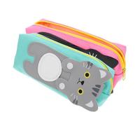 KONTONTY 2Pcs Cute Cartoon Cat Canvas Pencil Case Lightweight Zipper Pouch for Spacious Stationery Organizer for School Supplies for Students and Hobbyists Kawaii Design