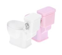 KONTONTY 2pcs Dollhouse Toilets Set Realistic Plastic Bathroom Accessories with Delicate Craftsmanship Easy Installation Compatible with Various Dollhouse Models for Creative Pretend Play
