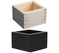 KONTONTY 2pcs Japanese Style Square Wooden Sake Cup Box for Small Items