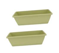 KONTONTY 2pcs Large Rectangular Gardening Flowerpots for Vegetables and Plants, Plastic Planting Pots Clip, Light Green for Balcony and Outdoor Use
