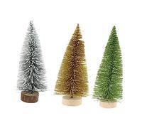KONTONTY 2PCS Mini Christmas Tree Ornaments with Pine Needles Creative Golden Desktop Decorations Christmas Decorative Accessories for Tabletop and Holiday Party Display