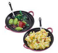 KONTONTY 2pcs Mini Food Models for Pretend Play Realistic Kitchen Miniature Decor Fried Rice Green Peas for Dollhouse Accessories and Shop Displays
