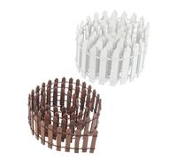 KONTONTY 2Pcs Mini Garden Fence Set 1M Long White and Coffee Wooden Decorative Micro Landscape Accessories for Bonsai, Dollhouse, and Small Garden Miniature Decor