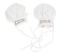 KONTONTY 2pcs Miniature Chef Hats for Dolls Tiny Cook Caps with Elastic and Ribbon Styles Mini Baker Outfit Accessories for Stuffed Animals Dollhouse Kitchen Decoration Creative Role Play