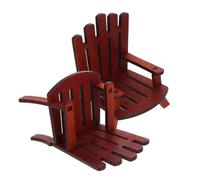 KONTONTY 2PCS Miniature Wooden Beach Chairs Realistic Dollhouse Accessories for Summer Cake Toppers and Miniature Scenes Lightweight Versatile Decor
