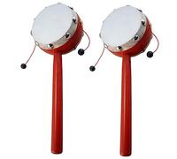 KONTONTY 2pcs Months Hand Bell Rattle Drum Musical Instrument for Safe Wooden Rattle Toys Bells