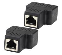 KONTONTY 2pcs Network Adapter Splitter Connector Plastic Ethernet Connector for Home Office Practical Black Lan Cable Pass Through