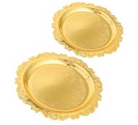 KONTONTY 2pcs Passover Seder Plate 10 Inch Embossed Jerusalem Relief Tray | Wooden Base, Precise Slots for Wine Cups and Matzah, round Ceremonial Display, Elegant Table Decor for Jewish Households