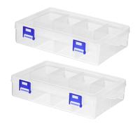 KONTONTY 2pcs Plastic Storage Box Transparent Eight Multi Bead Storage Containers Dividers Gang Compartments Expandable Drawer Jewelry Organizer Organisers Grid The Boxes Pp