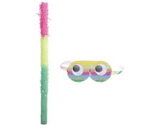 KONTONTY 2pcs ’s Pinata Birthday Party Game Set with Blindfold and Candy Sticks, Multi-paper Fringe Pinata Stick for ’ Celebration Supplies