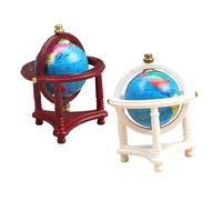 KONTONTY 2pcs Scale Miniature Globe Amp White Tiny Terrestrial Globes for Dollhouse Decoration for Study and Miniature Furniture Accessories