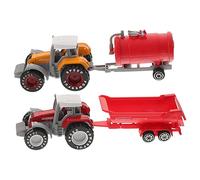 KONTONTY 2Pcs Truck Tractor Plastic Farm Model Realistic Inertia Drive Engineering Truck for Boys Ages Fun Parent Activity