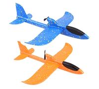 KONTONTY 2pcs Usb Rechargeable Foam Airplane Toy for Kids Electric Driven Glider Model Lightweight and Colorful Design for Outdoor Play and Flying Activities Random Color