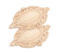 KONTONTY 2pcs Wooden Carved Onlay Appliques Classic Flower Design Solid Wood Furniture Decorations for Home Living Wall Decor