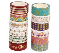 KONTONTY 2sets Christmas Washi Tapes Silver Foil Decorative Japanese Paper Tapes for Holiday Crafting Festive Cartoon Patterns for Gift Wrapping and DIY Decorations 12pcs*2