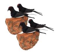 KONTONTY 2sets Realistic Artificial Bird Nest Swallow Figurines for Farmhouse Wall Decor Easy to Install Decorative Props for Photography and Garden Decoration