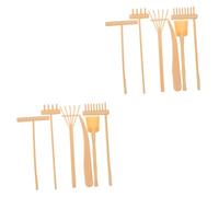 KONTONTY 2sets Zen Garden Accessories Set Table Rake Yellow Garden Rake Set Zen Tray Tools 6pcs*2