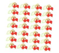 KONTONTY 30pcs Cherry Charms Red Fruit Pendants for Jewelry Making DIY Craft Accessories Cute Sweet Cherry Design for Bracelet Necklace Earrings Phone Keychain Purse Charm
