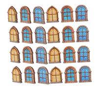 KONTONTY 30pcs Mini Wooden Dollhouse Windows Vintage Style Doll Furniture Accessories Wood Material Realistic Design for Dollhouse Play and Miniature Decoration
