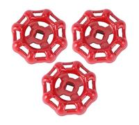 KONTONTY 3pcs Cast Iron Hand Wheel Handle Red Sturdy Shutoff Gate Valve Knob with Flat Bottom Easy to Open and Close for Industrial Valve Control