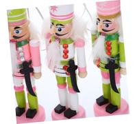 KONTONTY 3pcs Handmade Wooden Nutcracker Ornaments Set Intricately Crafted Christmas Soldier Figures for Tree Table Centerpiece Mantel Hanging Decor Unique Festive Holiday Baubles