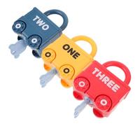 KONTONTY 3pcs Lock and Key for Preschool Educational Matching Game for Fine Motor Skills Development Material Safe Smooth Surface Random Color School Bus Police Car Train Random Color