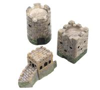 KONTONTY 3Pcs Miniature Resin Landscape Model Set - Chinese Great Wall, European Round and Square Castles - Sand Table Decoration Figurines for Diorama and Architectural Display