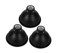 KONTONTY 3pcs Reptile Lamp Heating Lampshade Metal Heat Reflector 5.5-inch Black Exterior White Interior for Cage Heating and Pet Habitat Use