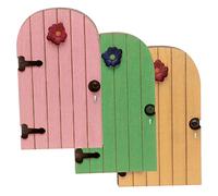 KONTONTY 3pcs Wooden Fairy Door for Garden Tree Stump Decoration Outdoor Miniature Craft with Realistic Details Creative Doll House Ornament for Fairy Garden